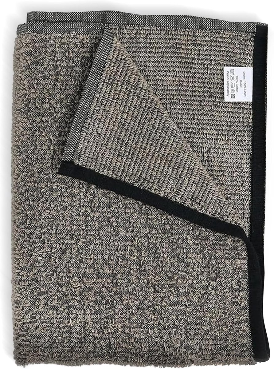 Handdoek 50 x 70 cm - natuurlijk zwart - premium linnen - ideaal voor sauna - ShopVlot