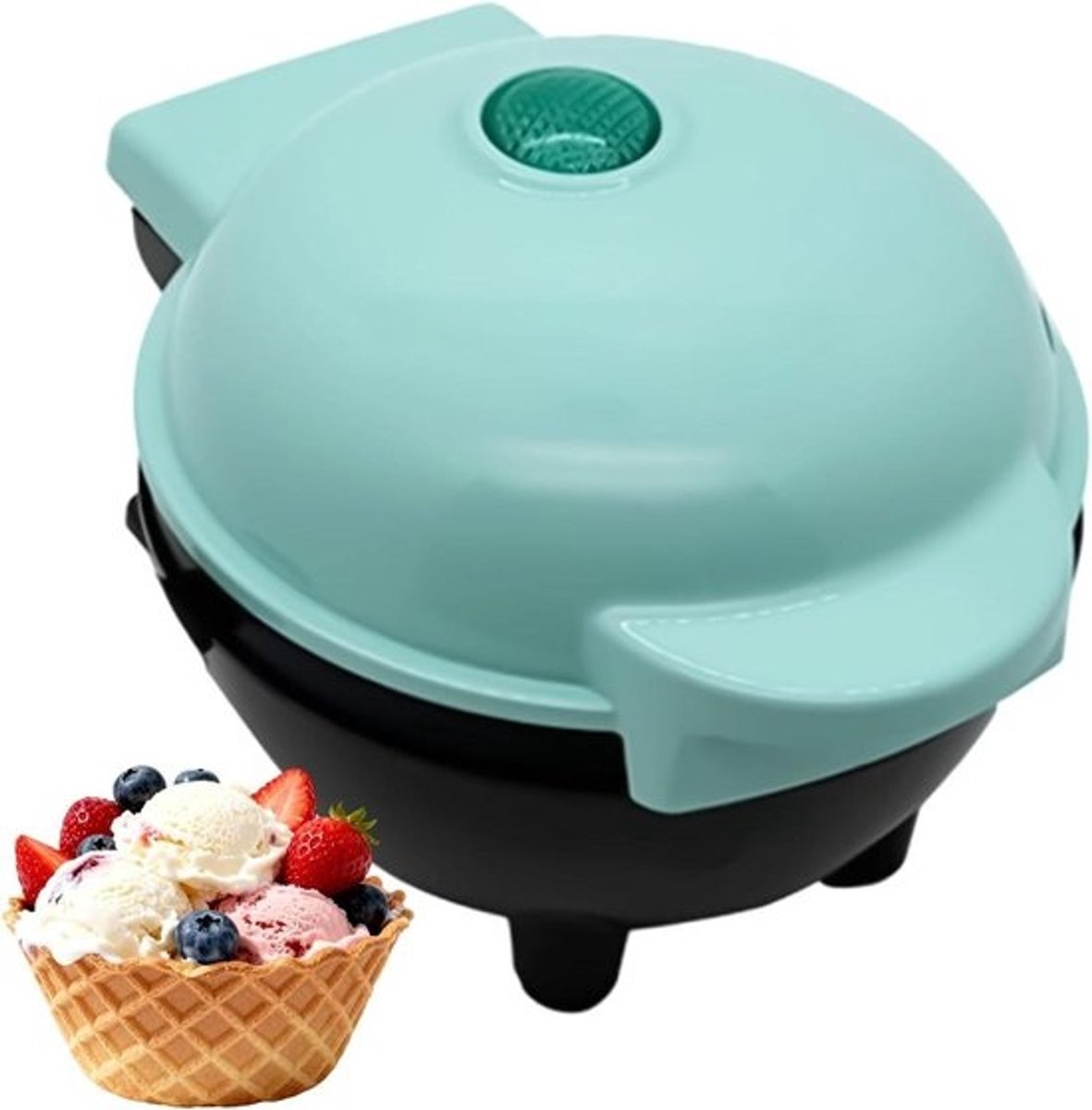 Wafelmaker - IJscoornmaker - Voor desserts maken - Antiaanbaklaag - 17 x 13 x 17 cm - Blauw