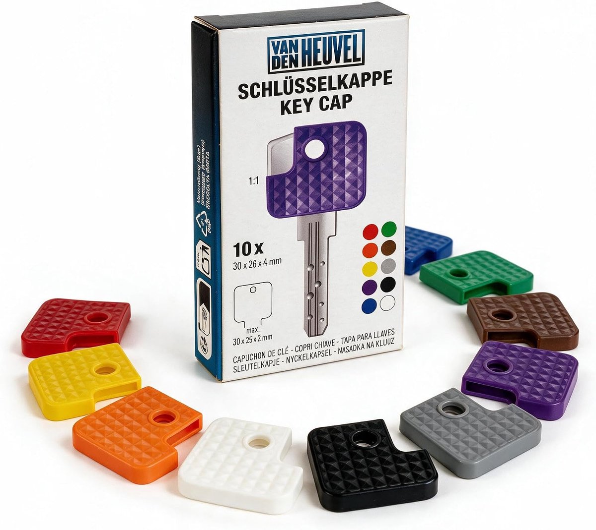 Sleutelcovers 10-delige set - kleurrijk - 27 mm x 30 mm - voor vierkante sleutels - ShopVlot