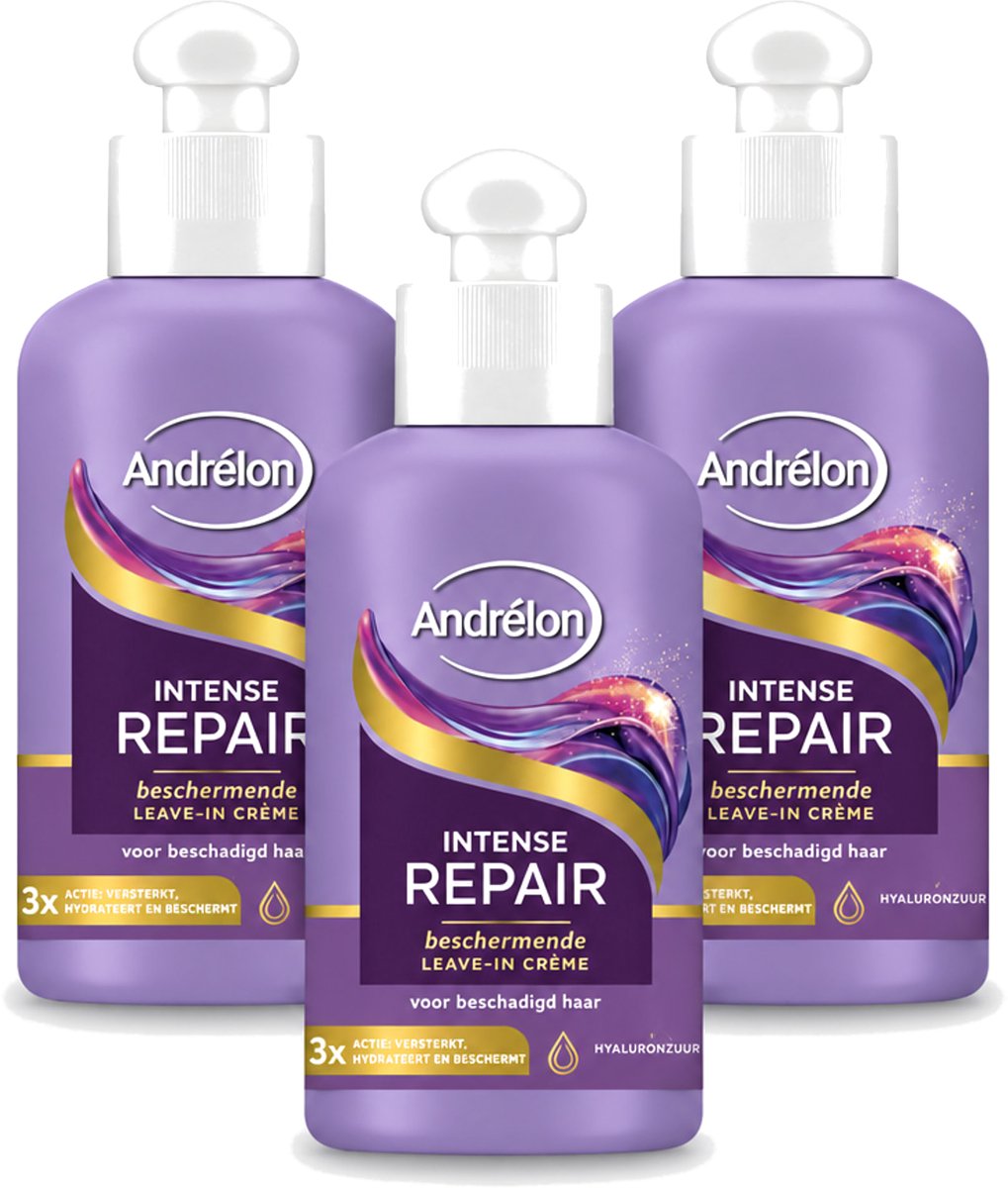 3 x Andrélon – Leave-In Crème – Intense Repair – 200 ml - Voordeelverpakking - 3 stuks