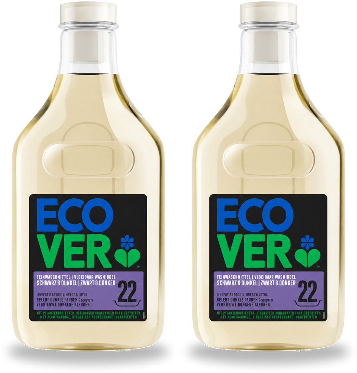 2 x Ecover - Vloeibaar wasmiddel - Zwart & Donker - 1 liter - 22 wasbeurten - Voordeelverpakking - 2 stuks