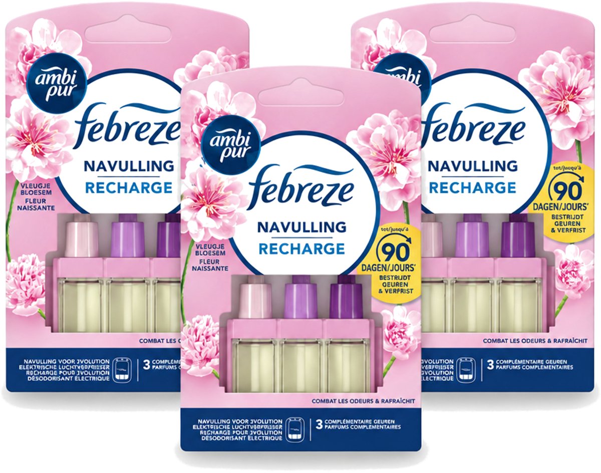3 x Ambi Pur - 3Volution - Navulling - Vleugje Bloesem - 20 ml - Voordeelverpakking - 3 stuks