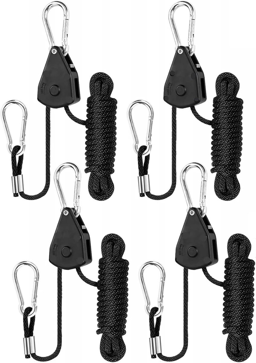 Kabelratel 1/8 Inch - 4 stuks met haken - Nylon en metaal - Ideaal voor het ophangen van planten - ShopVlot