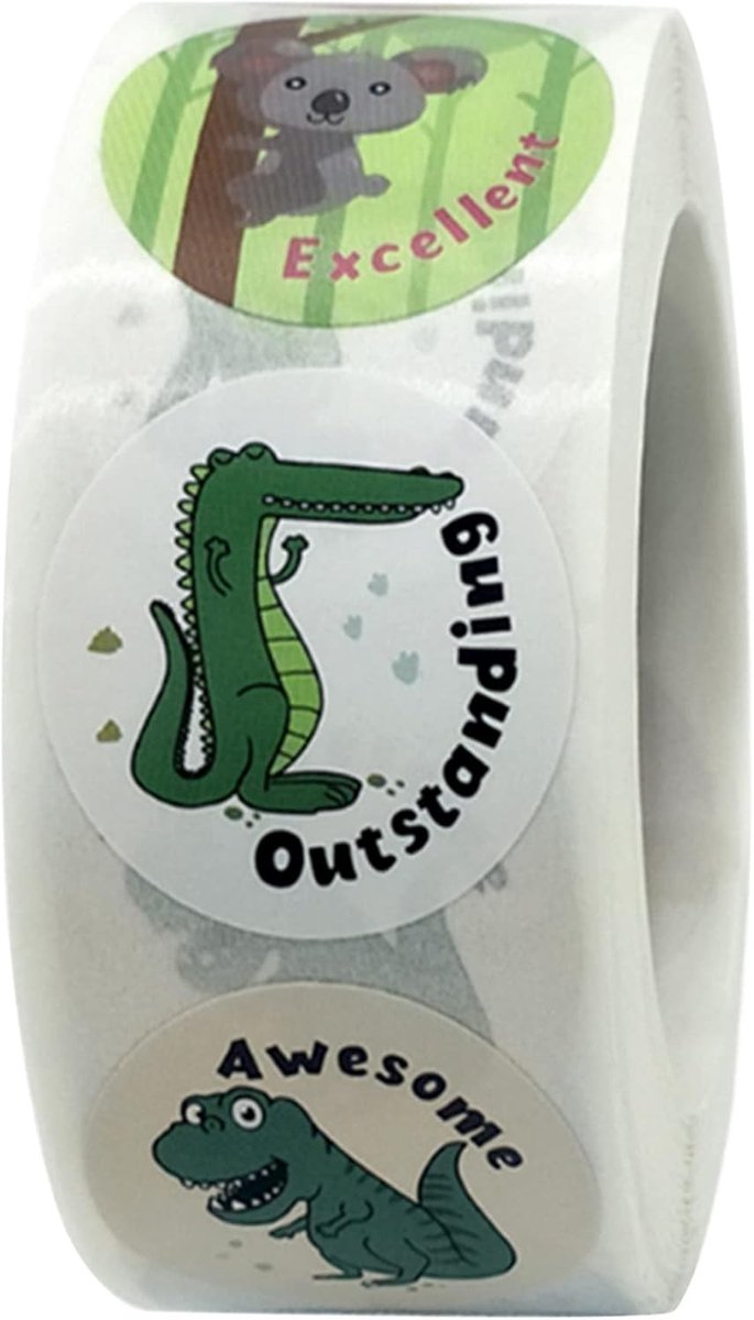 Motiverende Dierenstickers voor Kinderen - 500 Stuks Beloningsstickers voor Leerlingen - Positieve Aanmoedigingen en Succeslabels