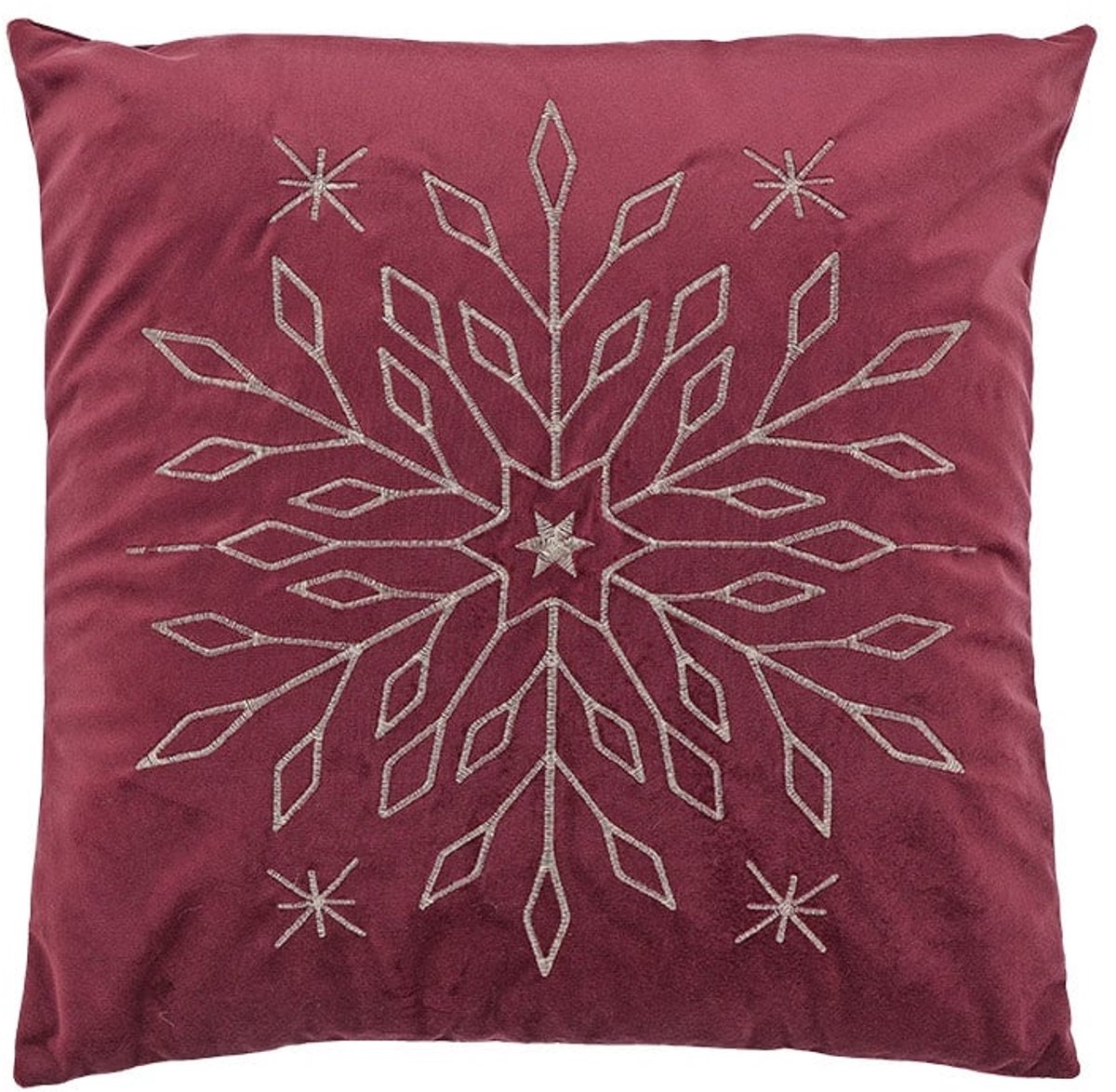 Unique Living Sierkussen Snowflake - 45x45cm - Rood