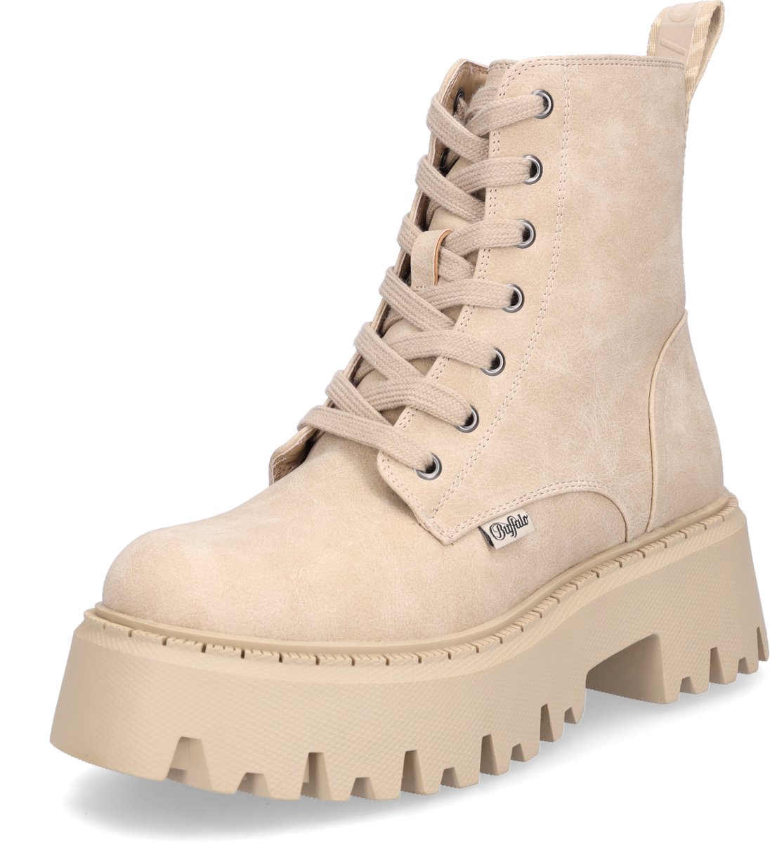 Buffalo dameslaarzen met veters Aspen Lace Up Mid beige