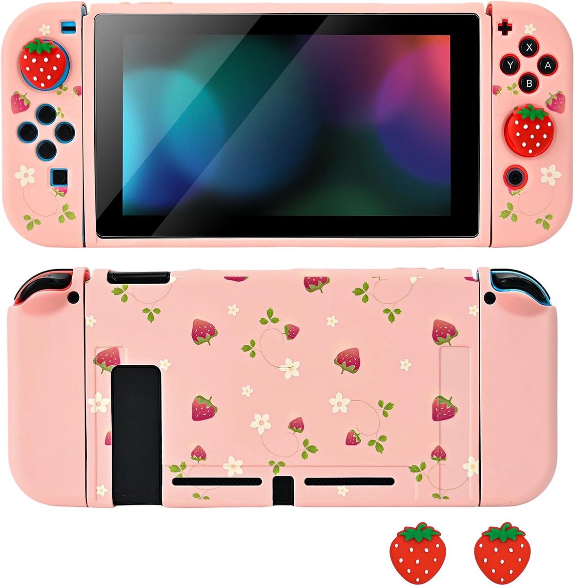 DLseego Beschermhoes voor Switch,Zachte Siliconen Aardbei TPU schaal,Dockbare,Krasbestendige,Schokabsorberende, Slanke - ShopVlot