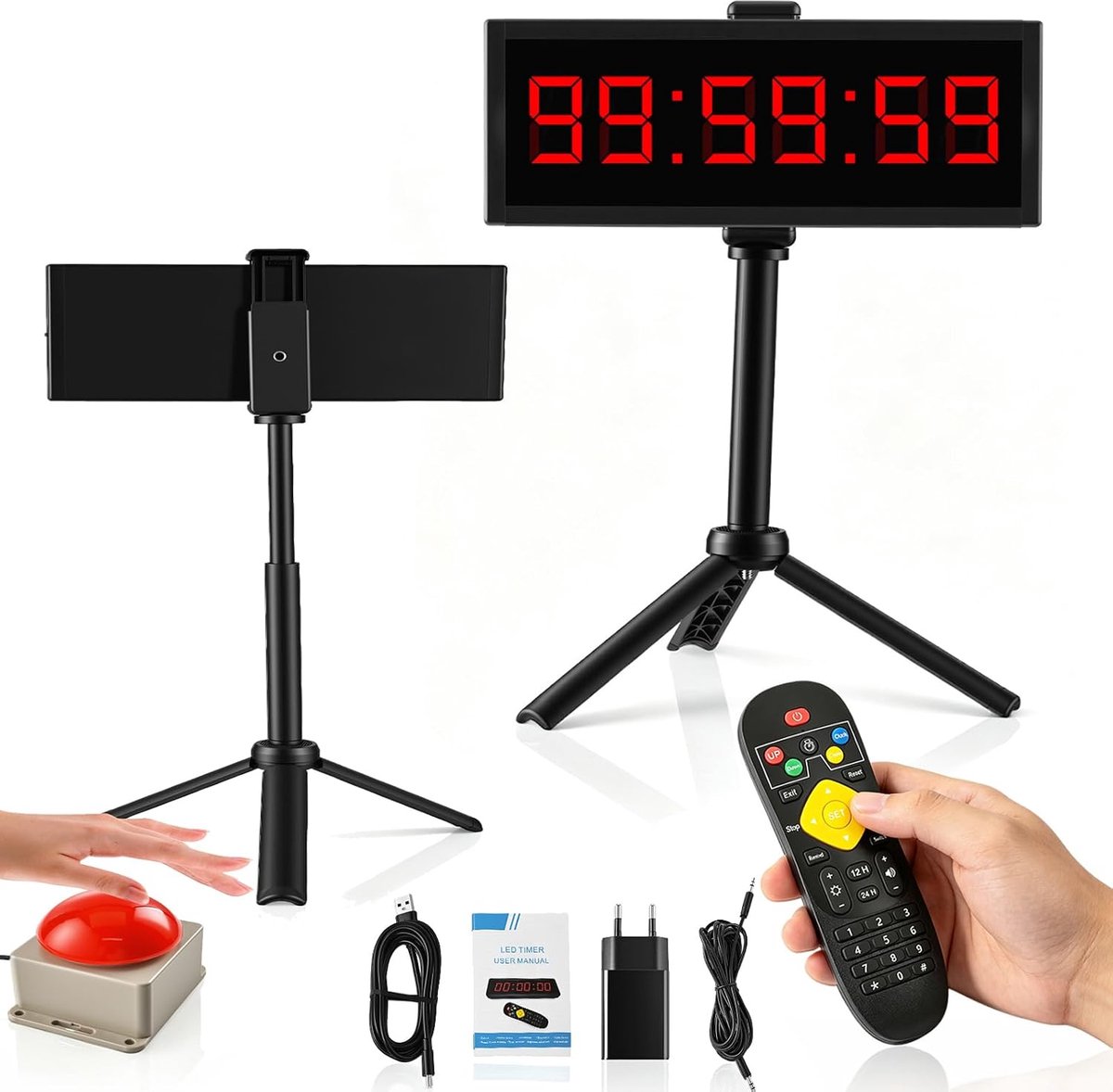 Countdown-timer, digitale stopwatch, 3,8 cm (1,5 inch) en 6 cijfers - ShopVlot