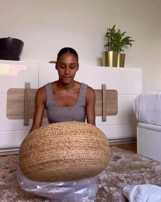 TIFELT - Poef - Beige - Jute