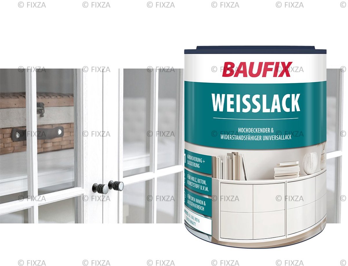 BAUFIX Witte Zijdemat Lakverf 1L – Watergedragen Universele Lak voor Hout, Metaal & Beton – Binnen/Buiten – Sneldrogend & Vergeelbestendig