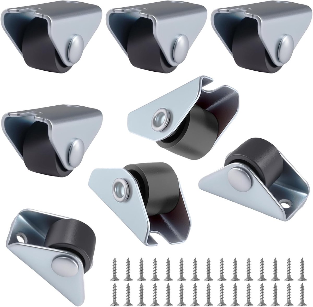 Mini Vaste Wielen voor Meubels - 8 Stuks, 15mm Robuuste Transportwielen, Niet Rotatable, Ideaal voor Apparatuur en Meubelverplaatsing