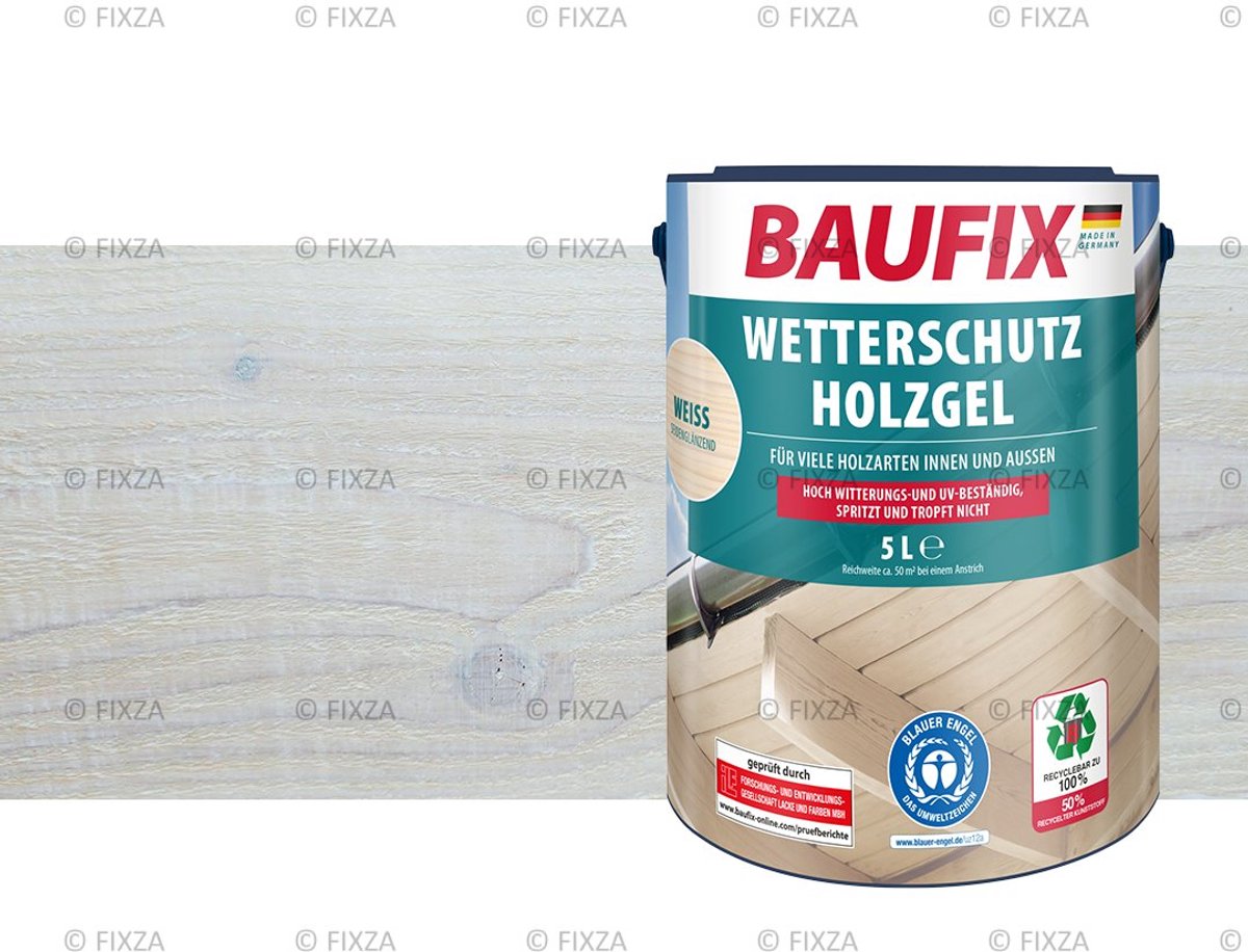 BAUFIX Buitenbeits – Wit – Zijdeglans – 5 Liter – Voor Schutting, Tuinhuis & Blokhut – UV- & Weerbestendig