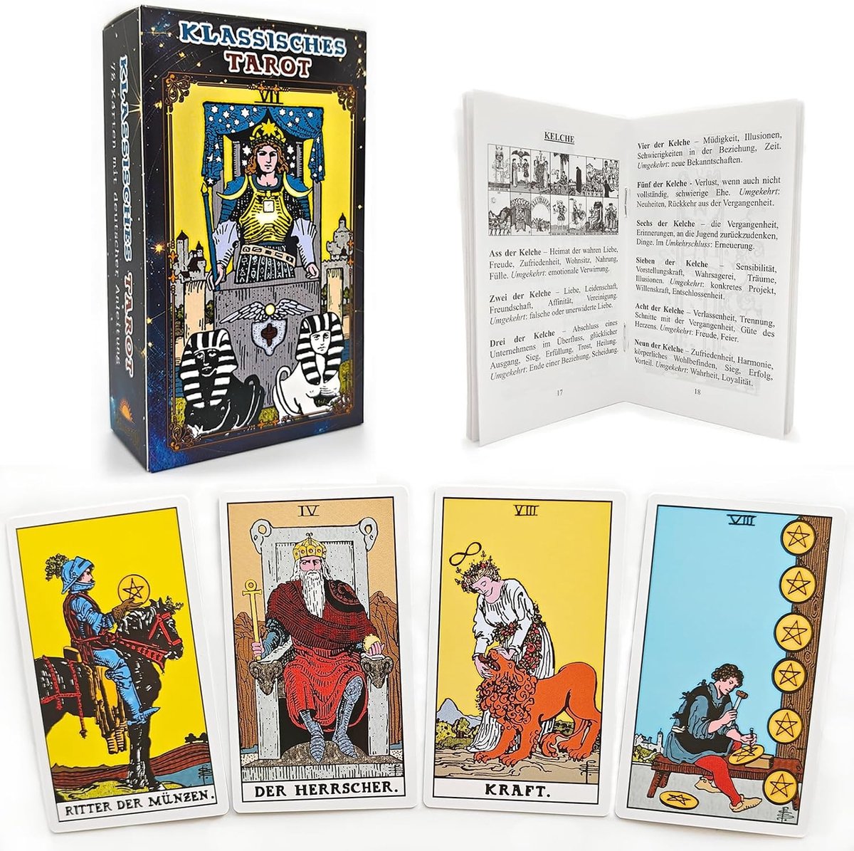 Tarotkaarten - Multicolor - 12 cm x 7 cm - Duurzaam Karton met Handleiding - Voor Beginners en Experts