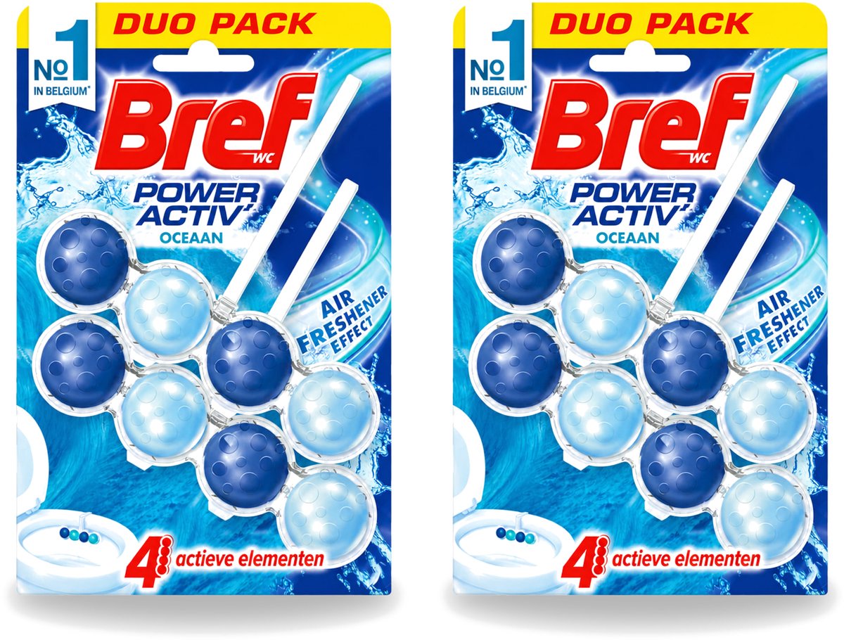 2 x Bref WC - Power Activ+ - Toiletblok - Oceaan - 2 Blokken - Voordeelverpakking - 2 stuks