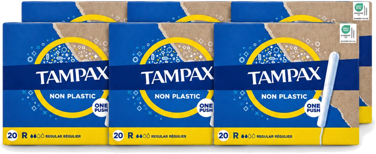 6 x Tampax – Tampons – Regular – Kartonnen inbrenghuls - Voordeelverpakking - 6 stuks