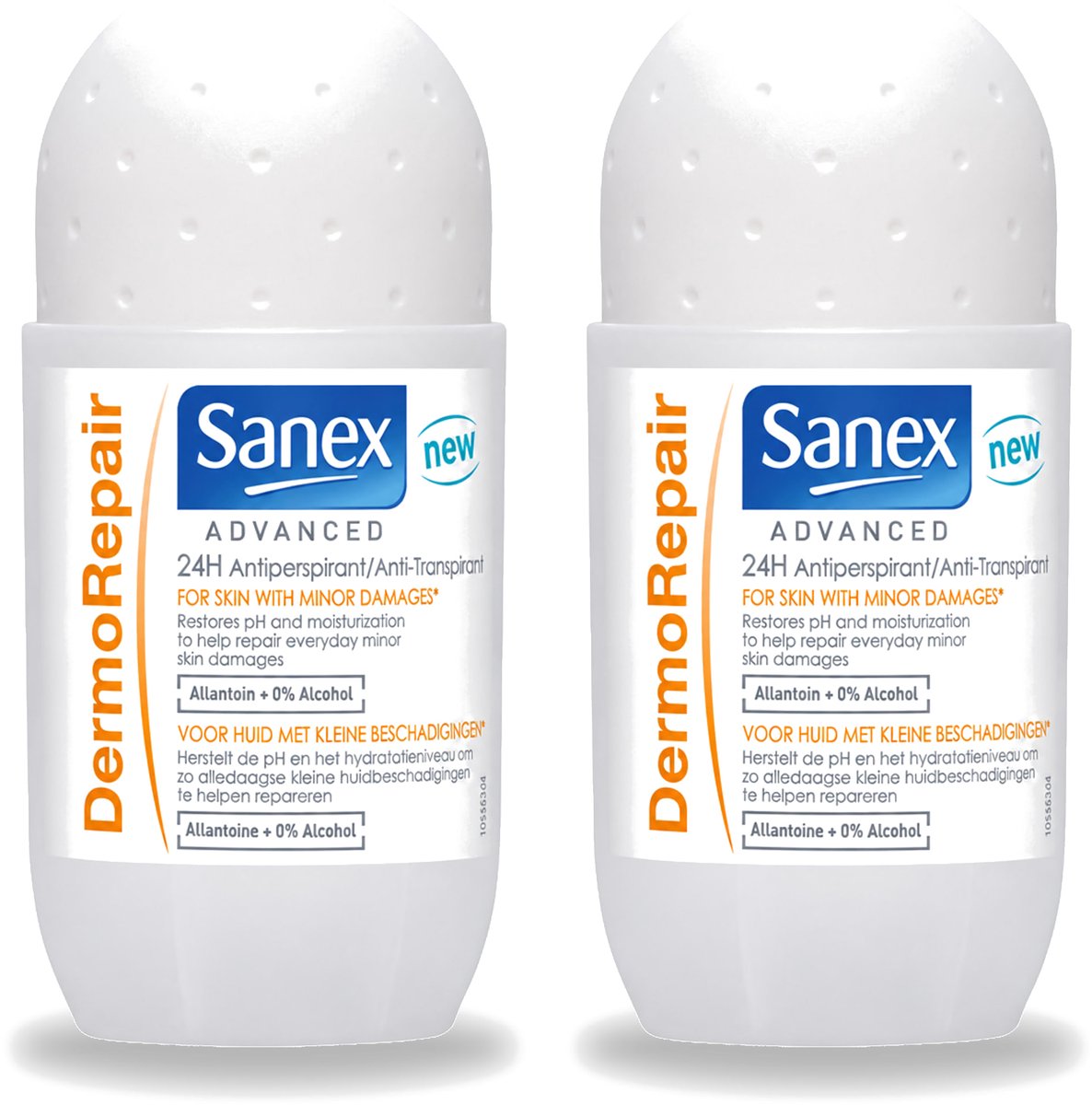 2 x Sanex Advanced - Dermo Repair - Deodorant Roller - 24h Anti-Transpirant - 0% Alcohol - 50 ml - Voordeelverpakking - 2 stuks