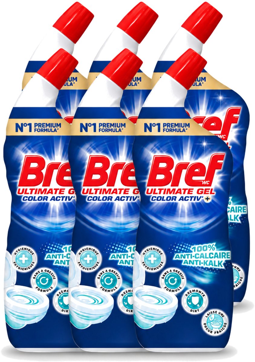 6 x Bref WC - Color Activ+ - Toiletreiniger - Gel - Anti-Kalk - Oceaan - 700 ml - Voordeelverpakking - 6 stuks