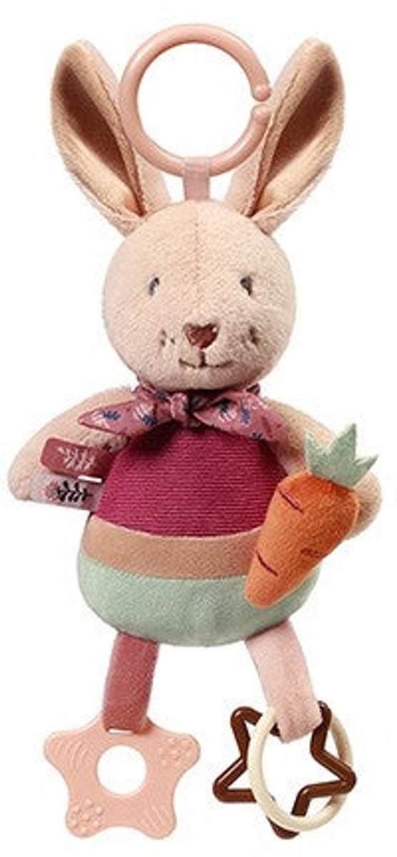 BabyOno Hangspeeltje Rabbit Karo - met Rammelaar en Bijtring - 31 x 15 cm - 0 m+