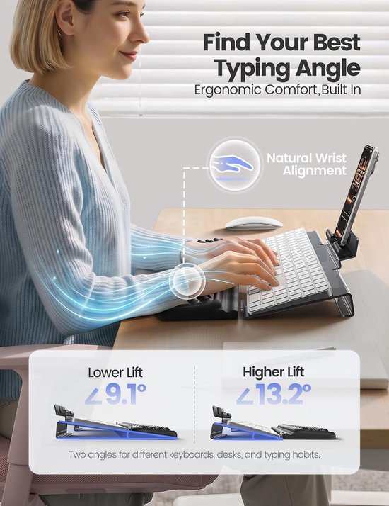 Ergonomische polssteun voor toetsenbord met verhoogde ondersteuning en comfort — afbeelding 3