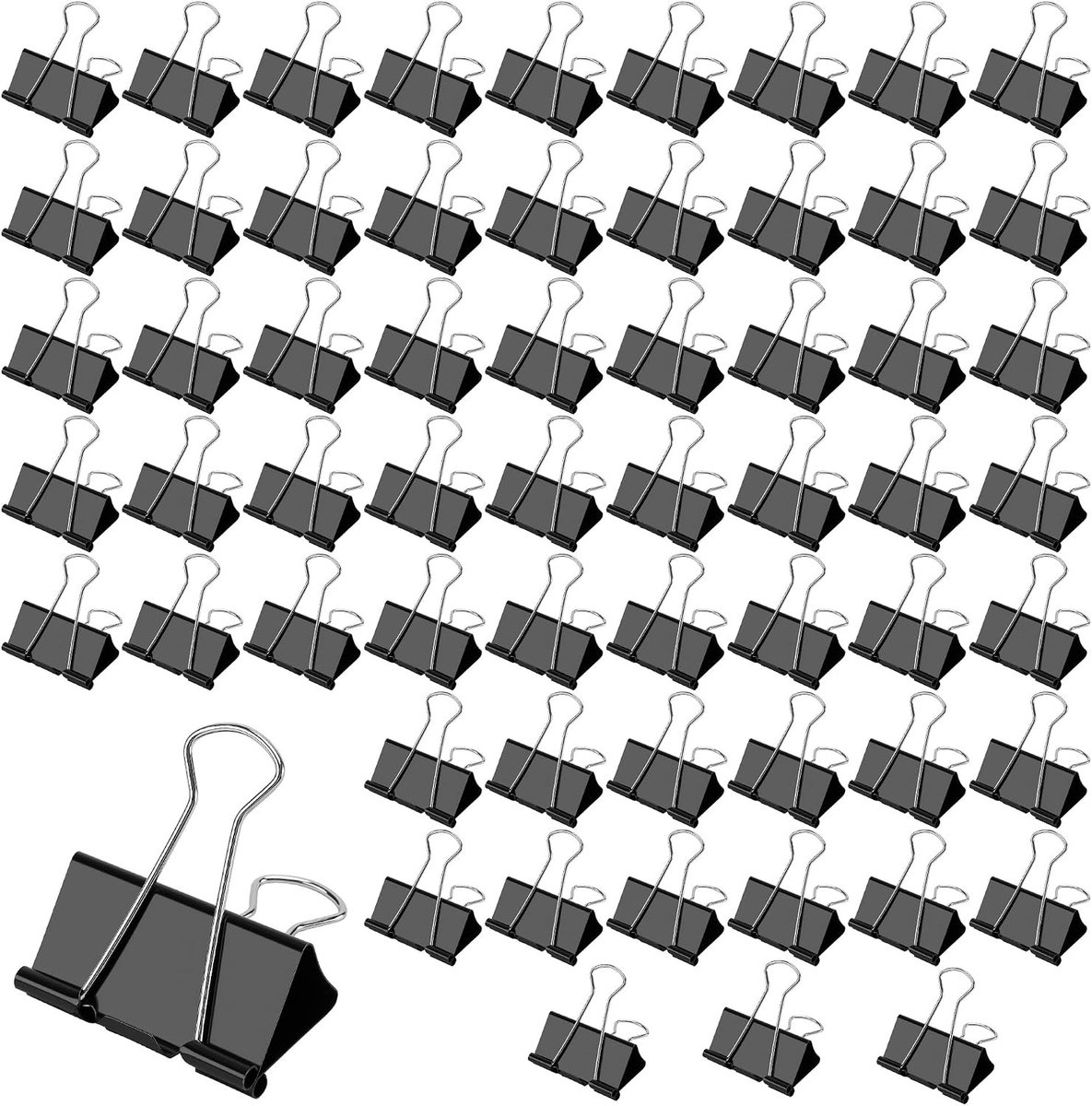 Set van 60 Vouwclips 51 mm - Sterke Metalen Bindclips voor Papier, School en Huishoudelijk Gebruik - Zwart