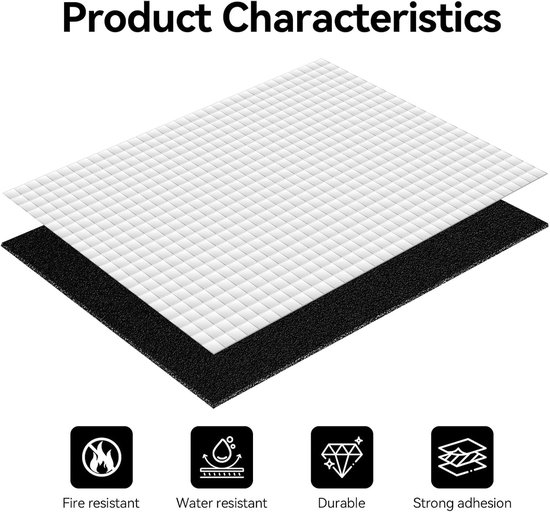 Isolatiematten voor Auto, 8 Stuks, 25 x 18 cm, Geluidsisolatie, Vuurvast, Vochtbestendig, Waterdicht, 5 mm Dikte — afbeelding 2