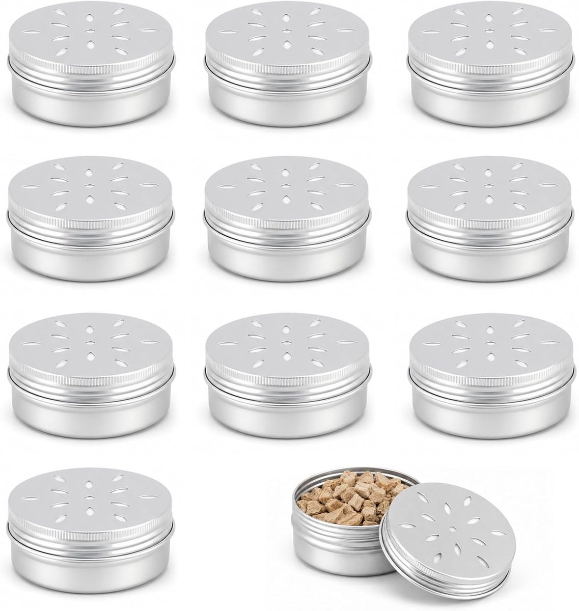 Set van 10 Aluminium Geur Cans voor Honden met Ventilatie, Ideaal voor Training en Activiteiten, 2 fl oz Capaciteit, 68 x 25 mm, Perfect voor Thuis en Buiten
