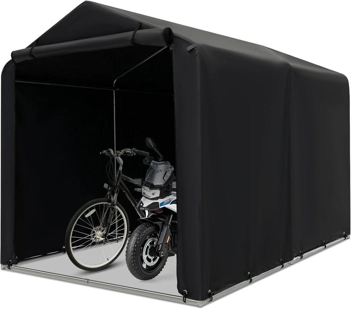 Garage Tent 63 x 218 x 164 cm, Waterdichte Tuinberging met Metalen Frame en Roll-Up Deur voor Gereedschap