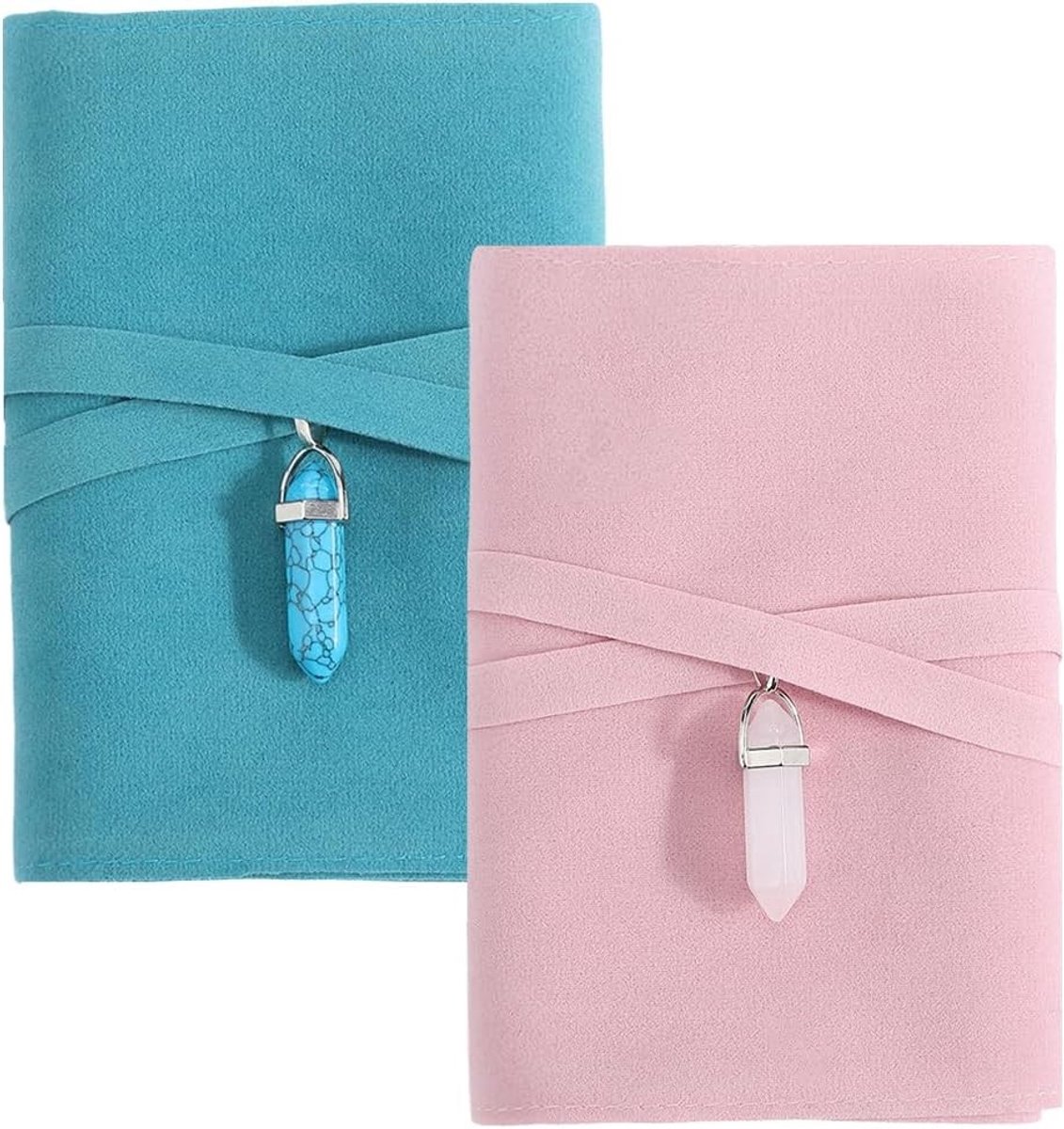 2 Stuks Tarot Kaart Houder en Opbergzakken met Hangers - Fluwelen Tarot Pouches en Desk Cover voor Beginners en Oracle Decks in Roze en Blauw