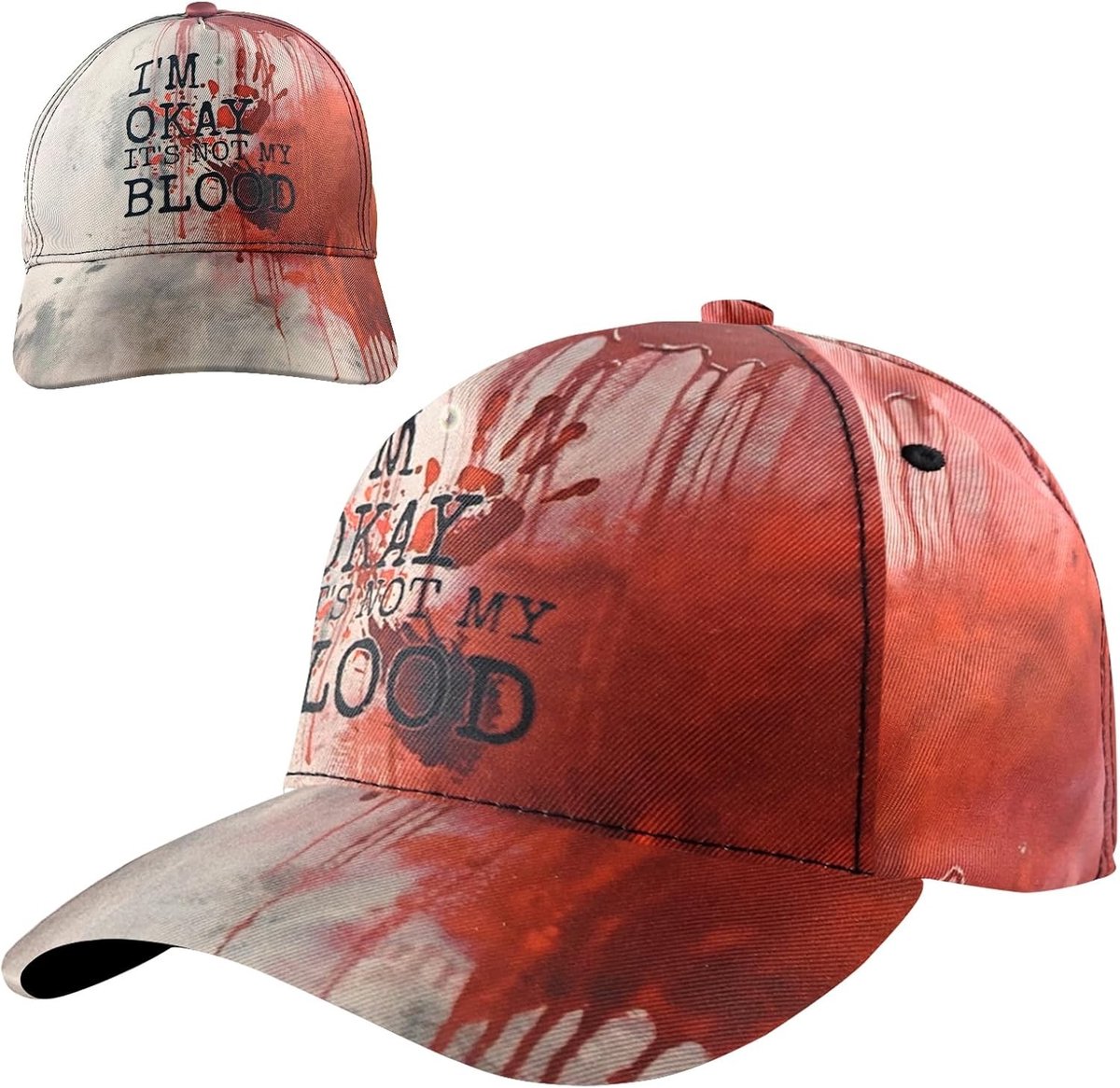 Creepy Bloedvlek Baseball Cap voor Halloween, Unisex Horror Cosplay Hoed, Griezelige Feestaccessoires en Kostuumdecoratie