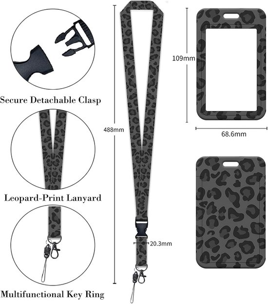 Retractable Lanyard met Kaarthouder, Leopard Print Design voor ID Kaarten, Ideaal voor Kantoor en Onderwijs — afbeelding 4