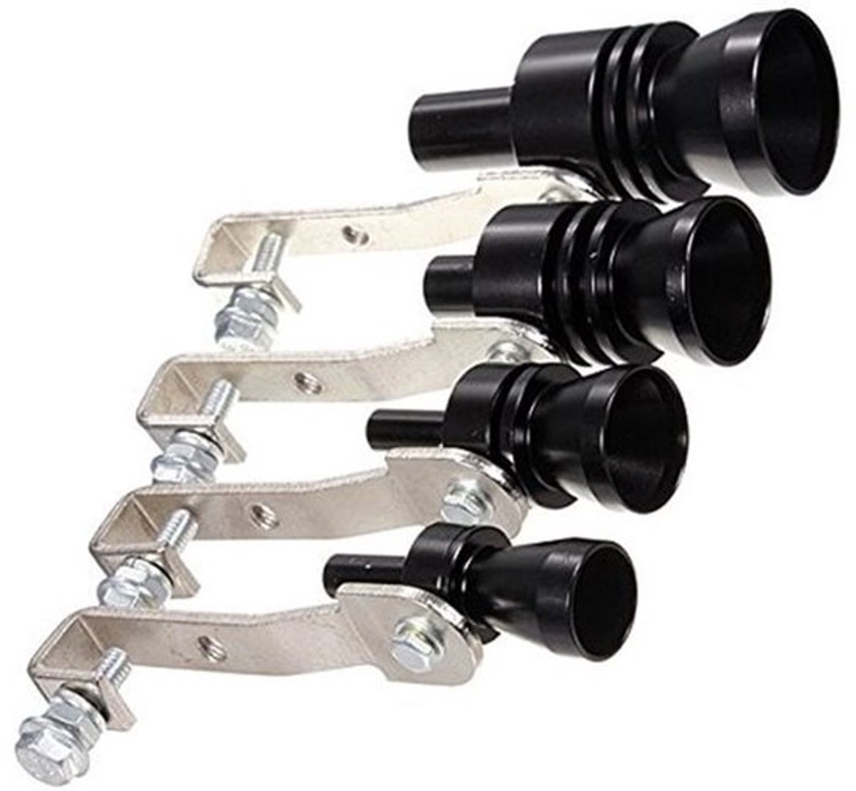 Allecto - fake turbo pipe - Black uitlaatdemper - L formaat - Relief