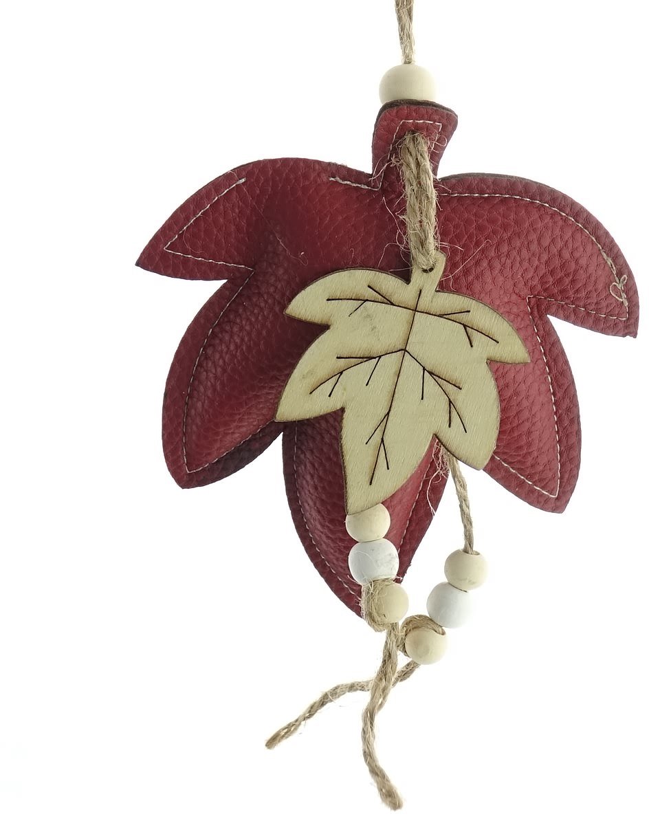 Gasper Herfsthanger Esdoornblad Donkerrood 13 cm - leer en hout