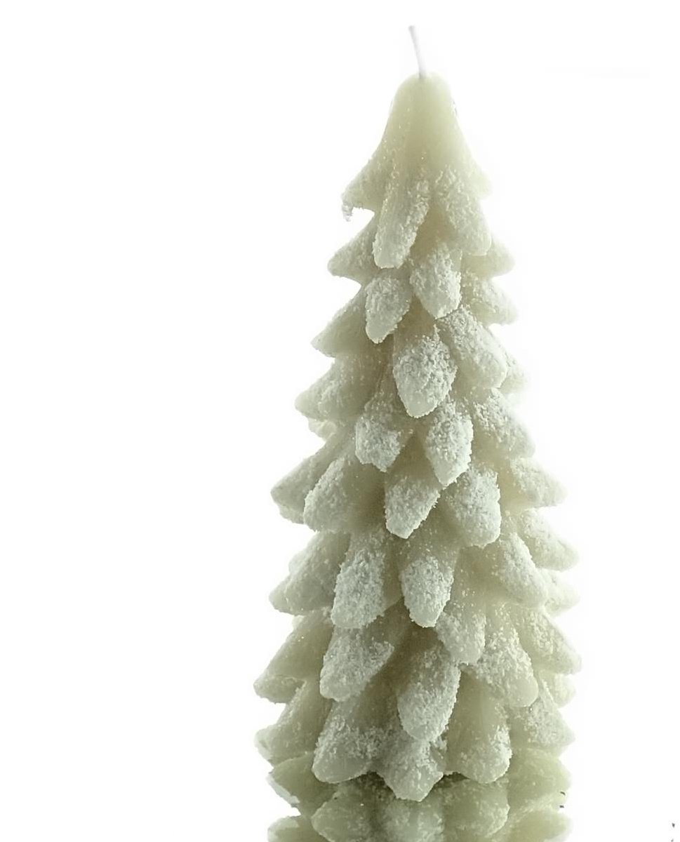 Decoris kerstkaars kerstboom lichtgrijs 16,5 cm was
