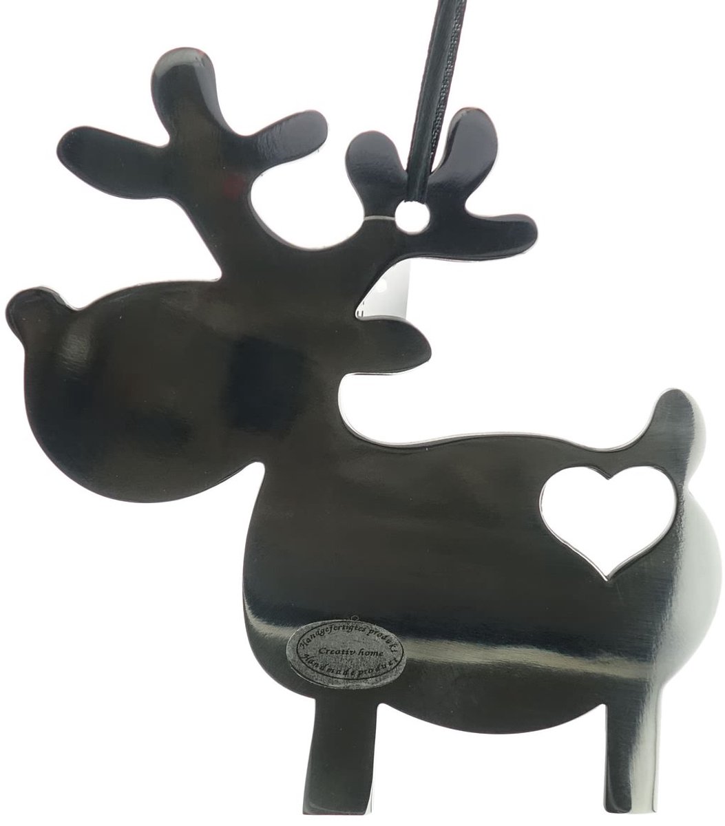Gasper kersthanger eland Mario zilverkleurig gepolijst 15 cm