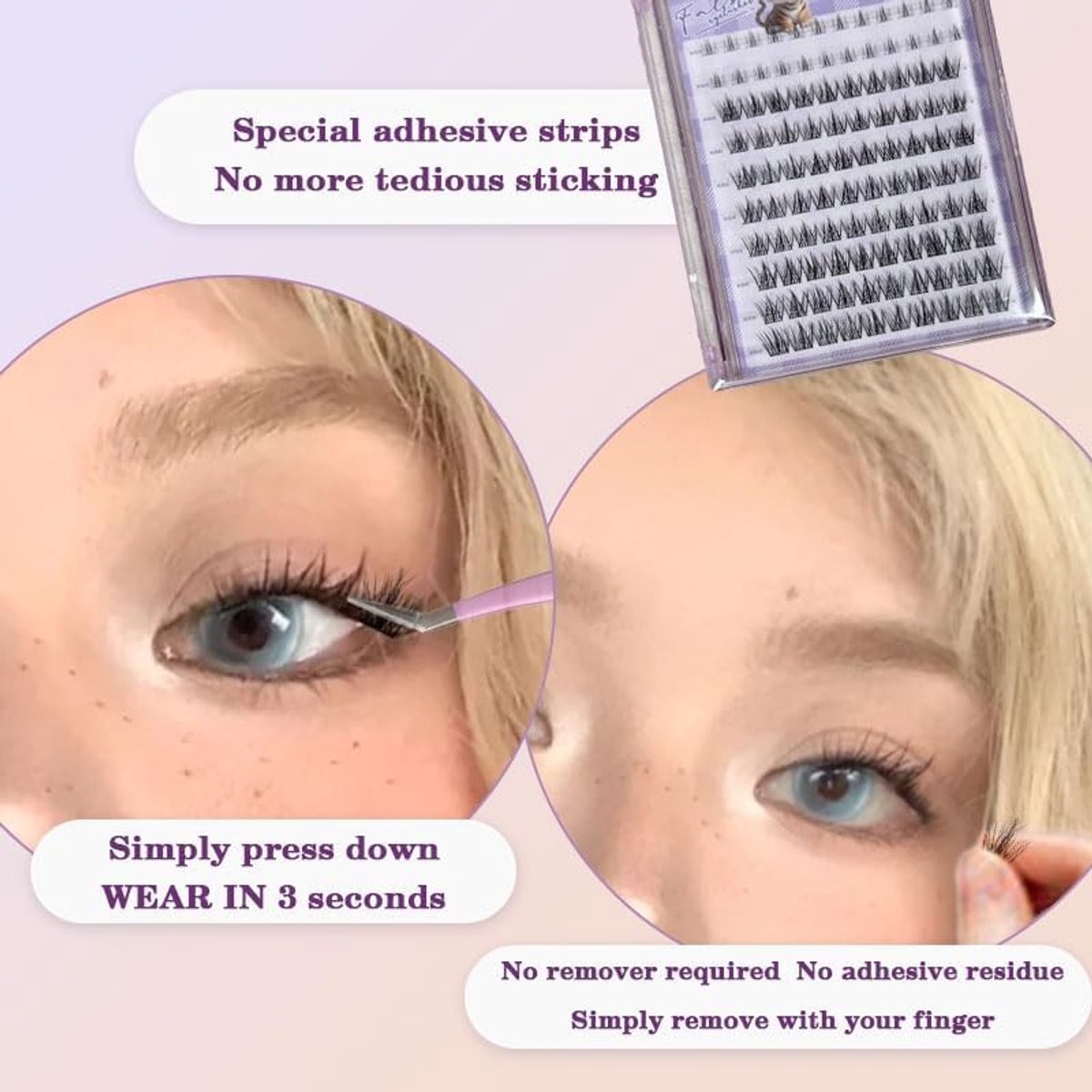 104-delige Zelfklevende Wimperclusters, Individuele Valse Wimpers voor DIY Wimperextensions, Geschikt voor Kattenwimpers en Onderwimpers, 11-13MM