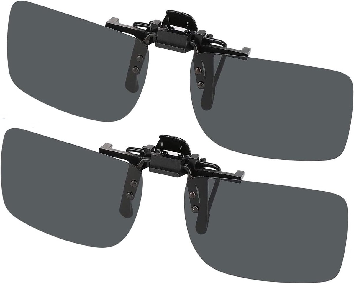 Set van 2 Polaroid Clip-On Zonnebrillen voor Corrigerende Brillen - Flip-Up, Frameless en Geschikt voor Myopie, Unisex Design