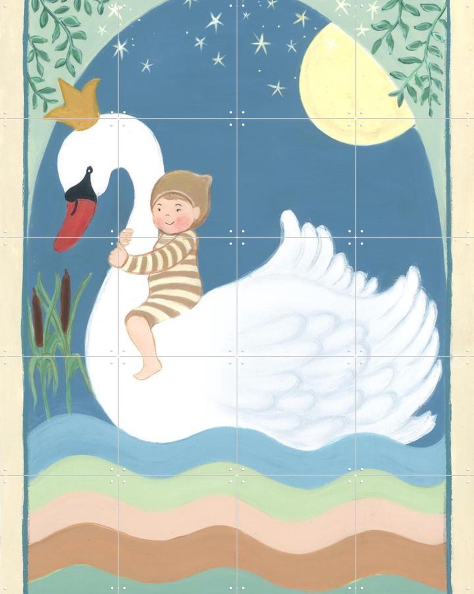 IXXI In de Maneschijn, Desirée van Hattem - 80 x 100 cm - Gratis ophangtool - Grote wanddecoratie en posters - Illustraties, Speels, Fantasierijk