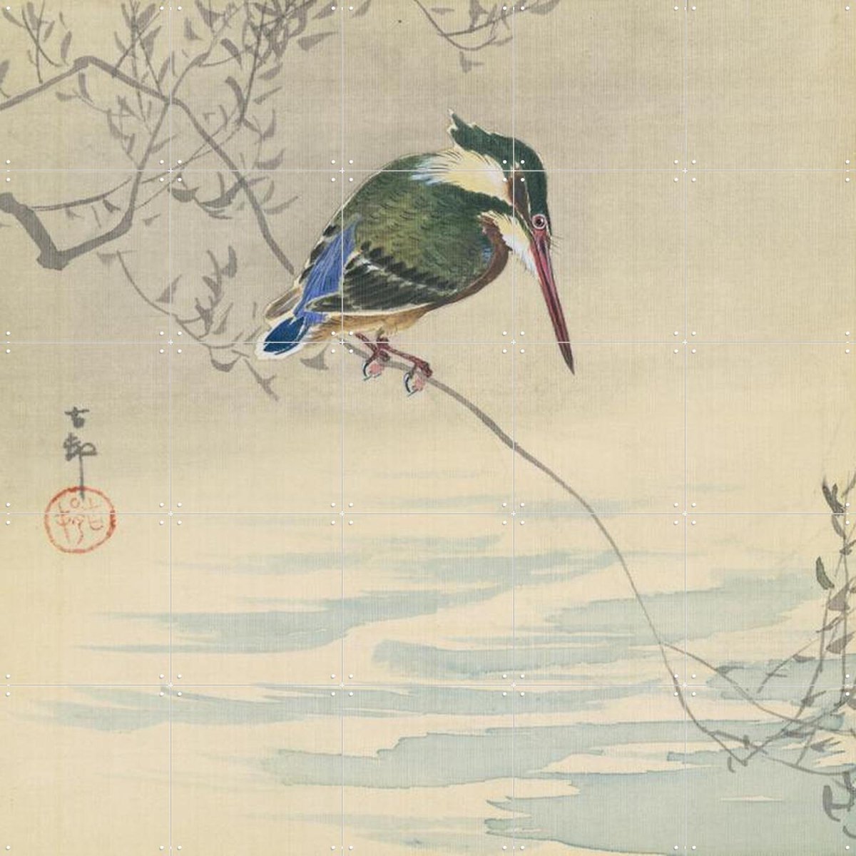 IXXI IJsvogel, Ohara Koson & Rijksmuseum - 100 x 100 cm - Gratis ophangtool - Grote wanddecoratie en posters - Illustraties, Klassiek, Ukiyo-e