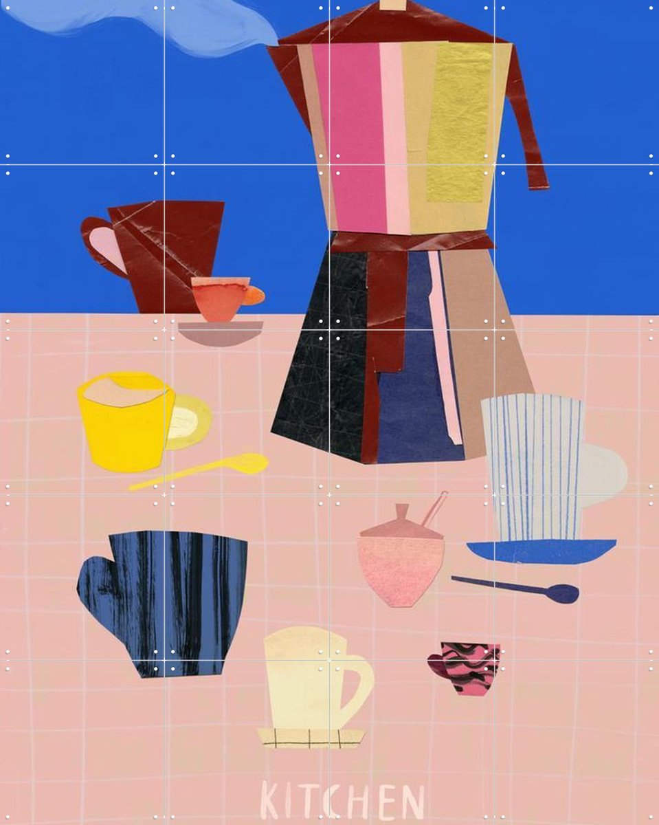 IXXI Espresso 3, Signorinah - 80 x 100 cm - Gratis ophangtool - Grote wanddecoratie en posters - Collage, Vintage, Speels, Illustraties, Kleurrijk