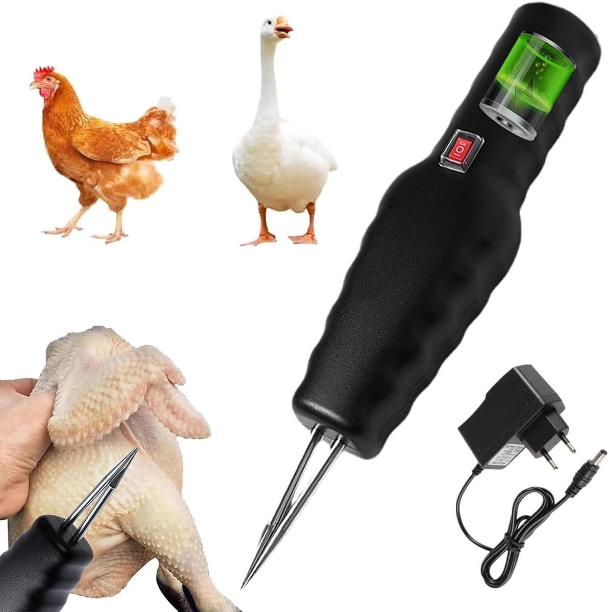 Elektrische roeimachine voor gevogelteveren, draagbaar gereedschap voor het spiesen van kippenveren, draagbare kippenveer, draagbare kippenveer, elektrische hakmachine voor gevogelte