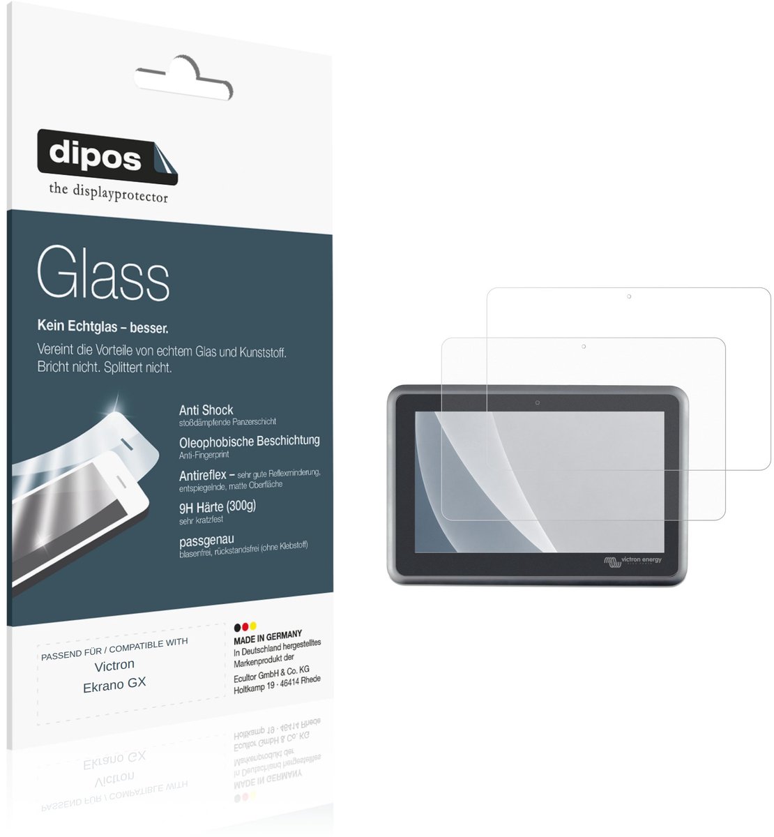 dipos – 2x Matte Pantserfolie geschikt voor Victron Ekrano GX | 9H Screenprotector