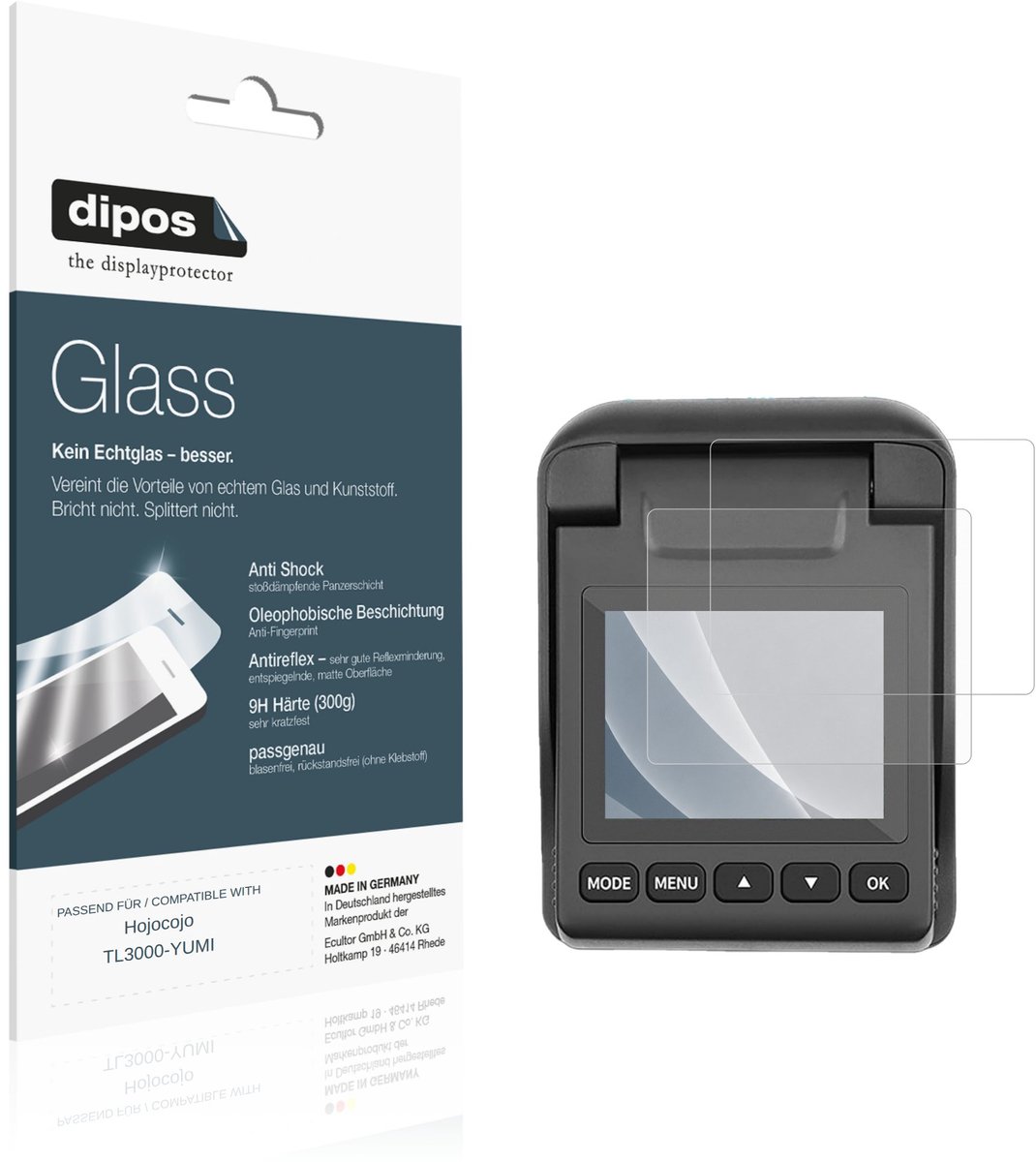 dipos – 2x Matte Pantserfolie geschikt voor Hojocojo TL3000-YUMI | 9H Screenprotector