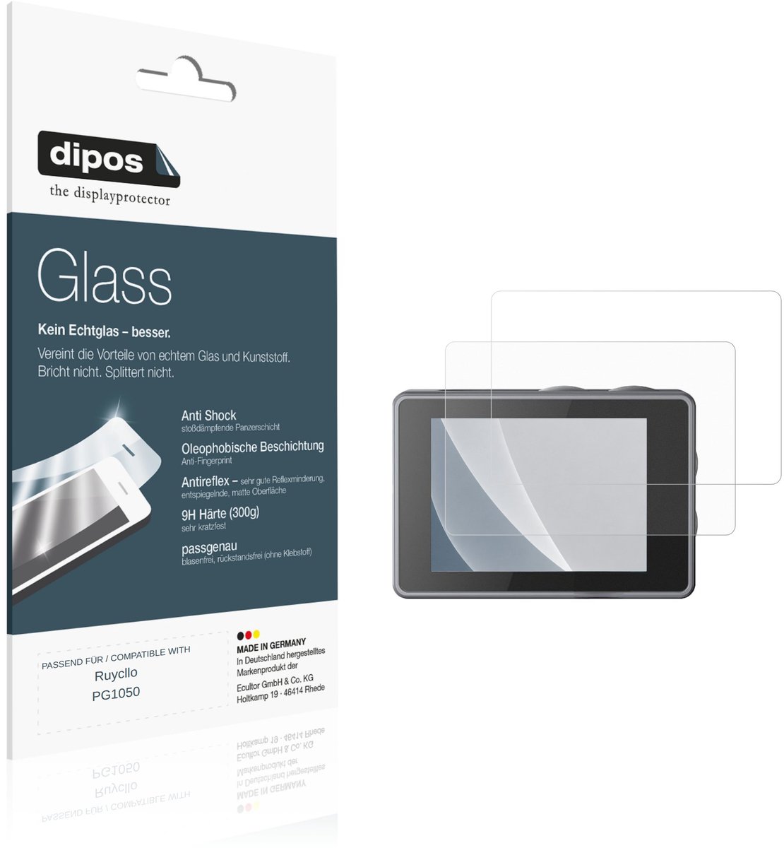dipos – 2x Matte Pantserfolie geschikt voor Ruycllo PG1050 | 9H Screenprotector
