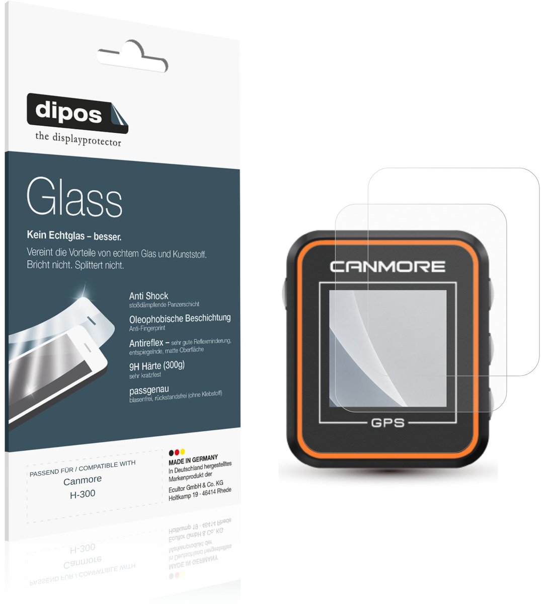 dipos – 2x Matte Pantserfolie geschikt voor Canmore H-300 | 9H Screenprotector