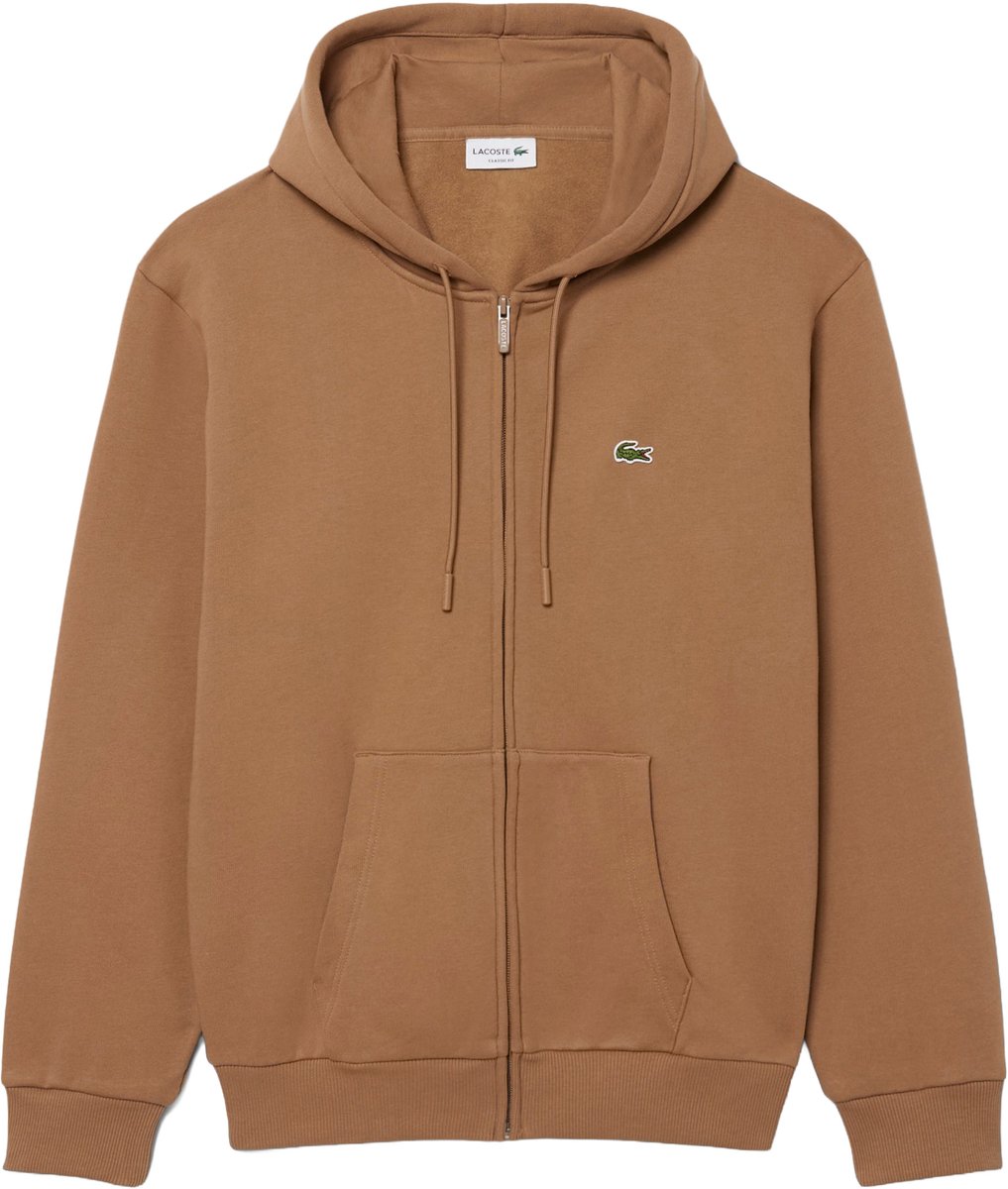 Lacoste heren hoodie sweatsvest - cookie lichtbruin