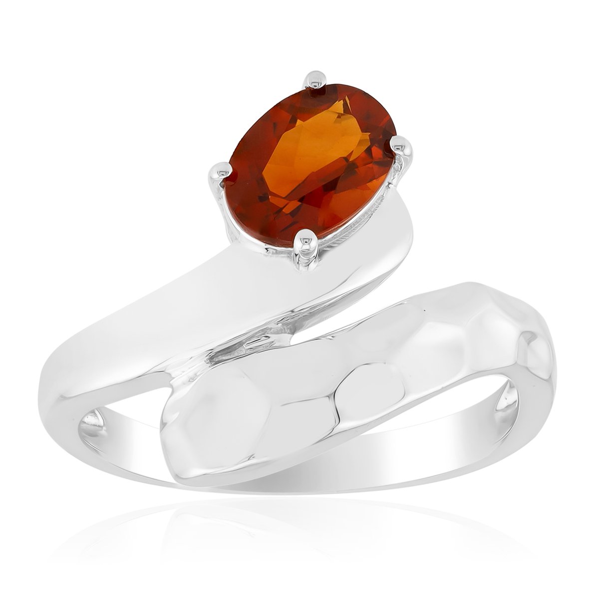 Cavill - Zilveren ring met Madeira citrien 0,68 ct - 925 sterlingzilver met palladium - Ovaal geslepen edelsteen - Elegante damesring - Modern design