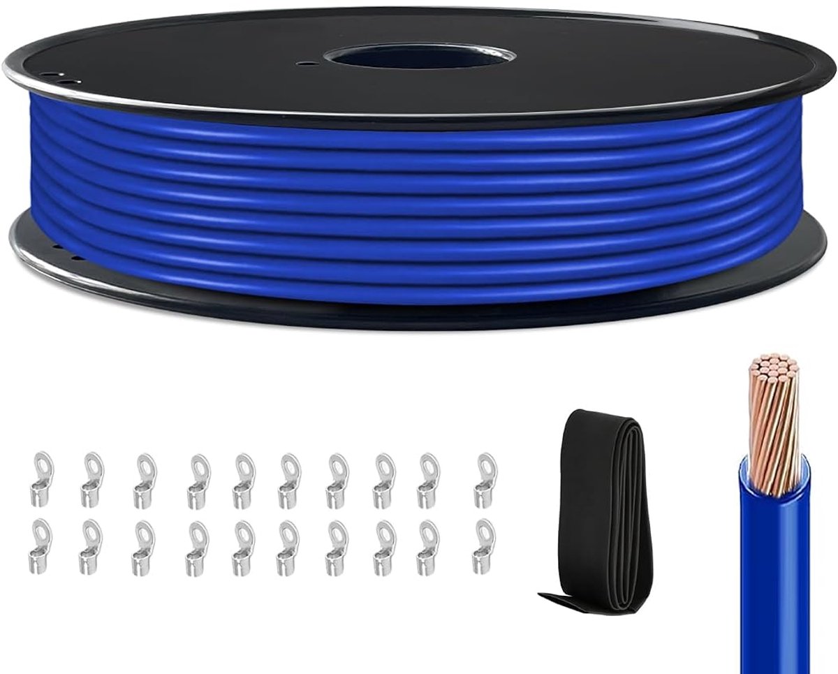 H07V-K 1,5 mm² installatiedraad blauw 50 m - Fijne PVC geïsoleerde koperdraad voor elektrische installaties - ShopVlot