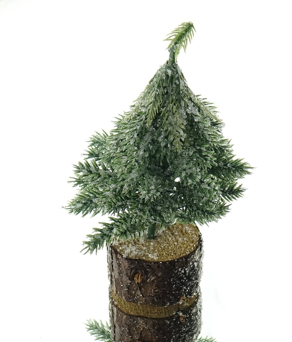 Gasper Kerstdecoratie Kerstboompje Groen Berijpt 15 cm - houten voet
