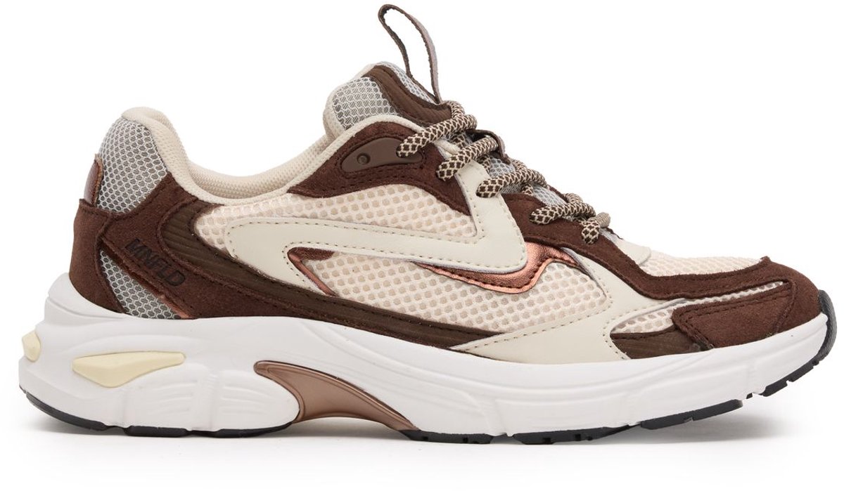 Manfield - Dames - crème mesh sneakers - Maat 36