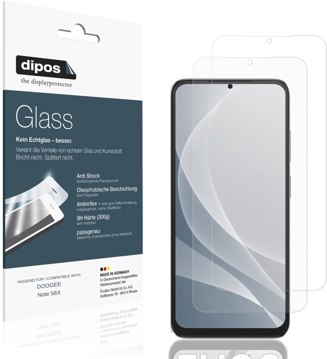 dipos – 2x Matte Pantserfolie geschikt voor DOOGEE Note 56X | 9H Screenprotector